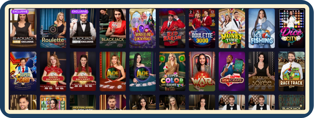 Live casino hos X3000 Casino med bordsspel och live dealers.