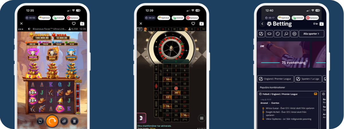 X3000 Casino i mobilen via mobilwebb eller app för spel.