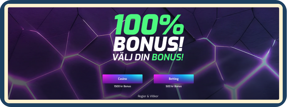 X3000 Casino välkomstbonus på 100 % upp till 1 500 kronor för nya spelare, med information om erbjudandet och tillhörande bonusvillkor.